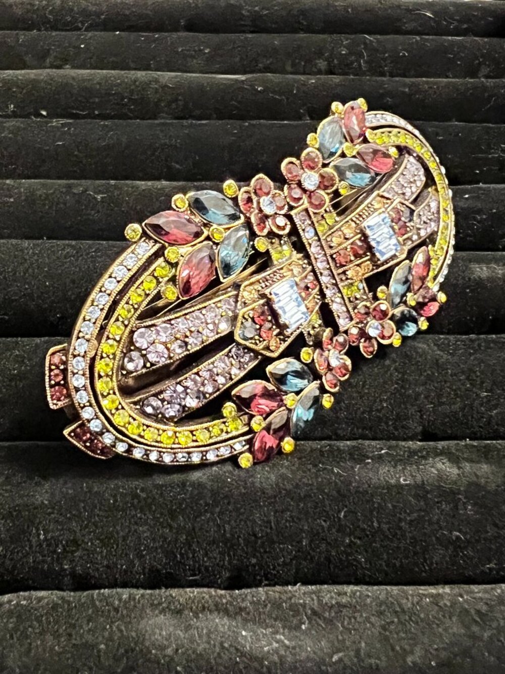 Heidi Daus VINTAGE Gold-tone multicolor rhinestone hair barrette - Picture 2 of 5